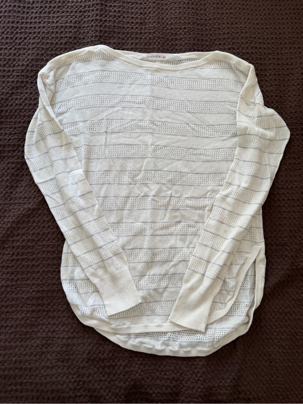 Athleta White Open-Knit Long Sleeve Sweater